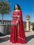 Crimson Floral Embroidered Sharara Set