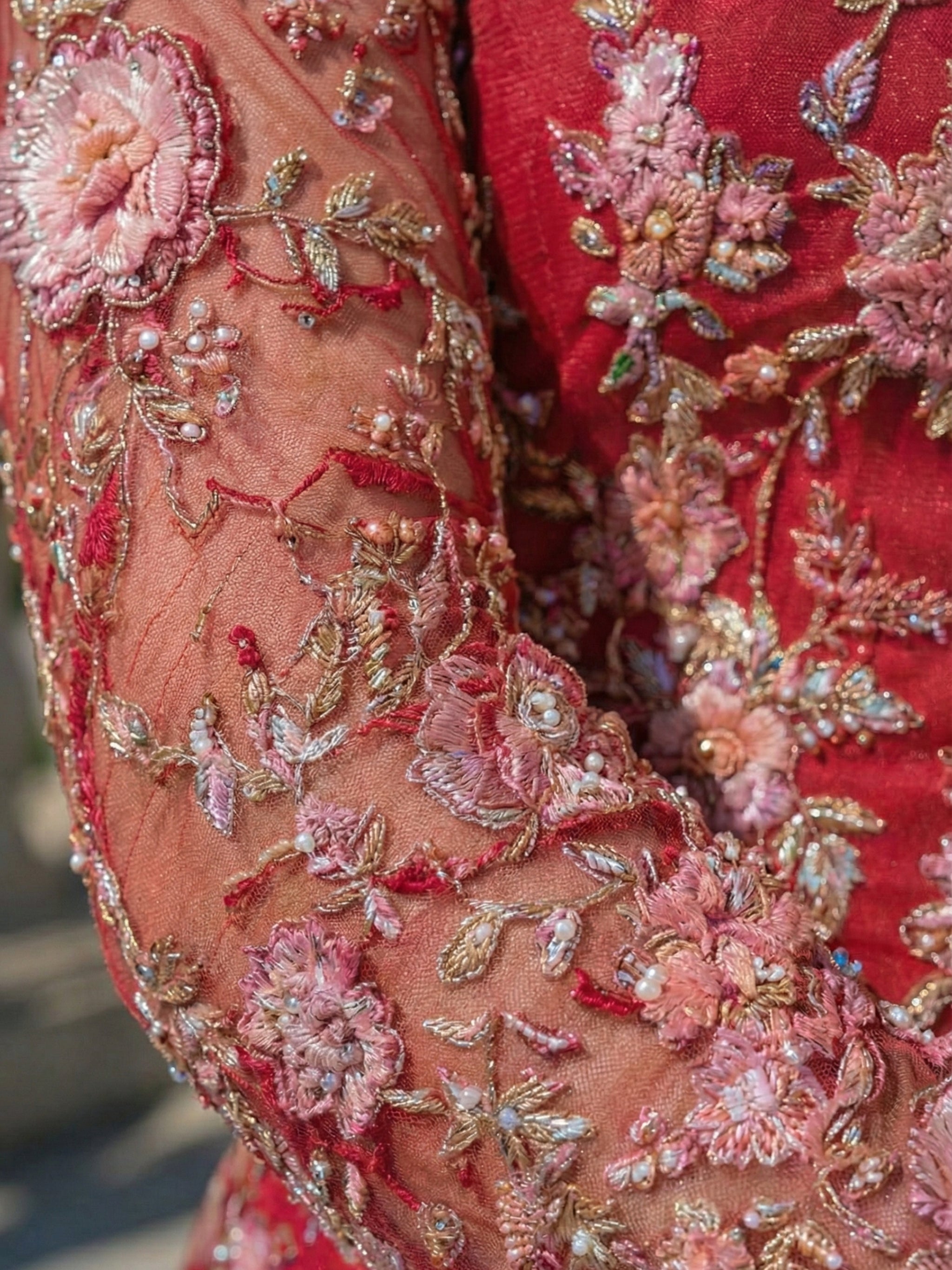 Crimson Floral Embroidered Sharara Set